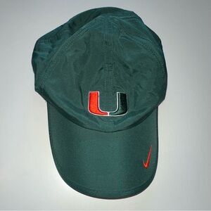 Nike Featherlight “U” University of Miami Hat Green One Size Adjustable Back